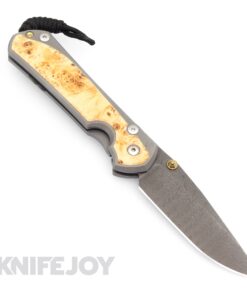 Chris Reeve Knives Large Sebenza 31 Left Hand Ladder Damascus Drop Point Blade with Box Elder Inlay Matte Finish Handles