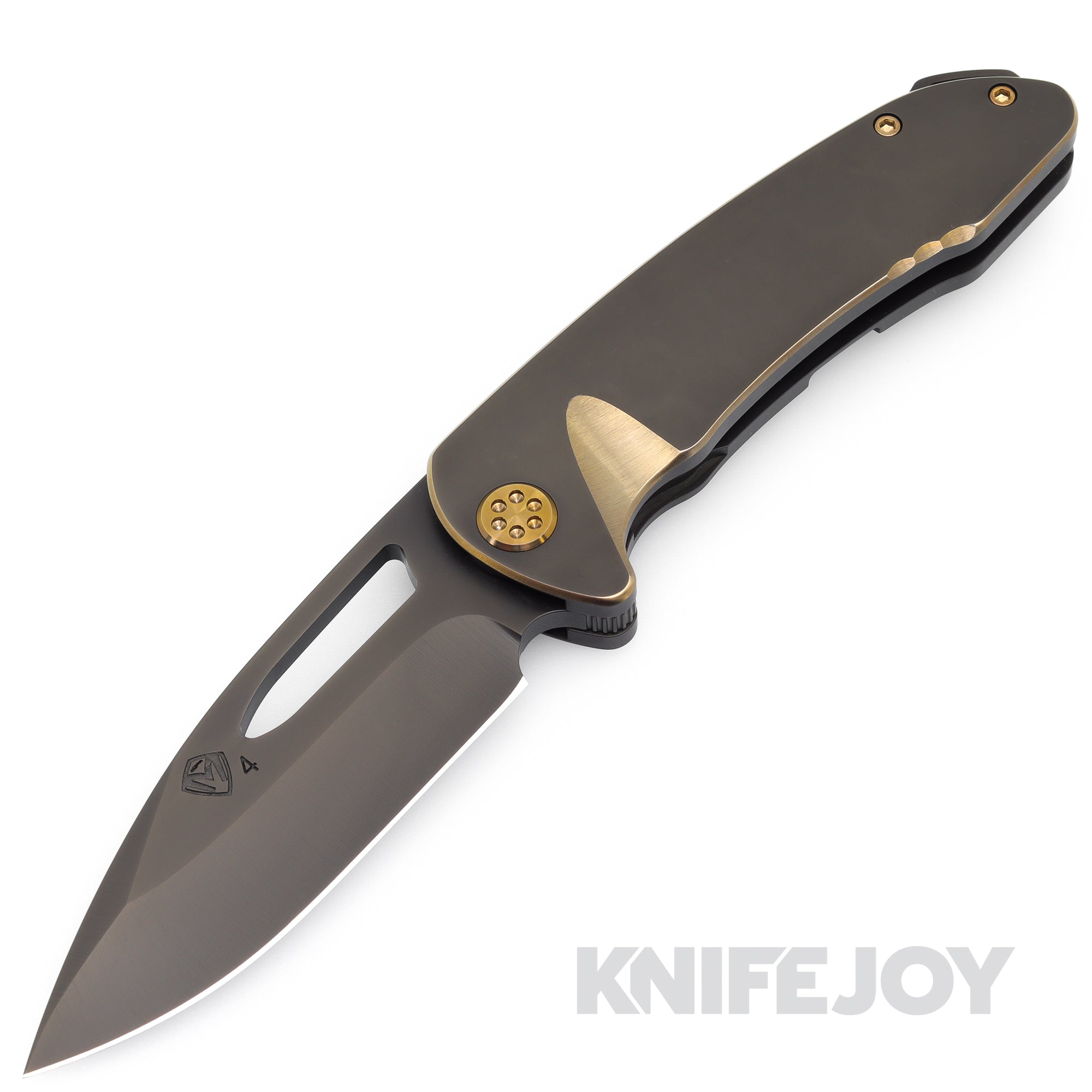 Medford Knives On Belay S45VN PVD Blade with PVD Handles/ Bronze Grooves/Scallops/Pinstriping/ Brz Hardware/ PVD Clip