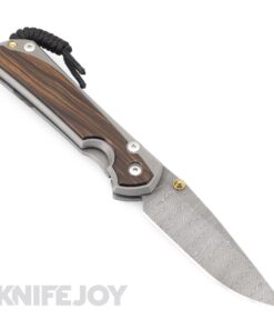 Chris Reeve Knives Large Sebenza 31 Left Hand Raindrop Damascus Drop Point Blade with Macassar Ebony Inlay Matte Finish Handles