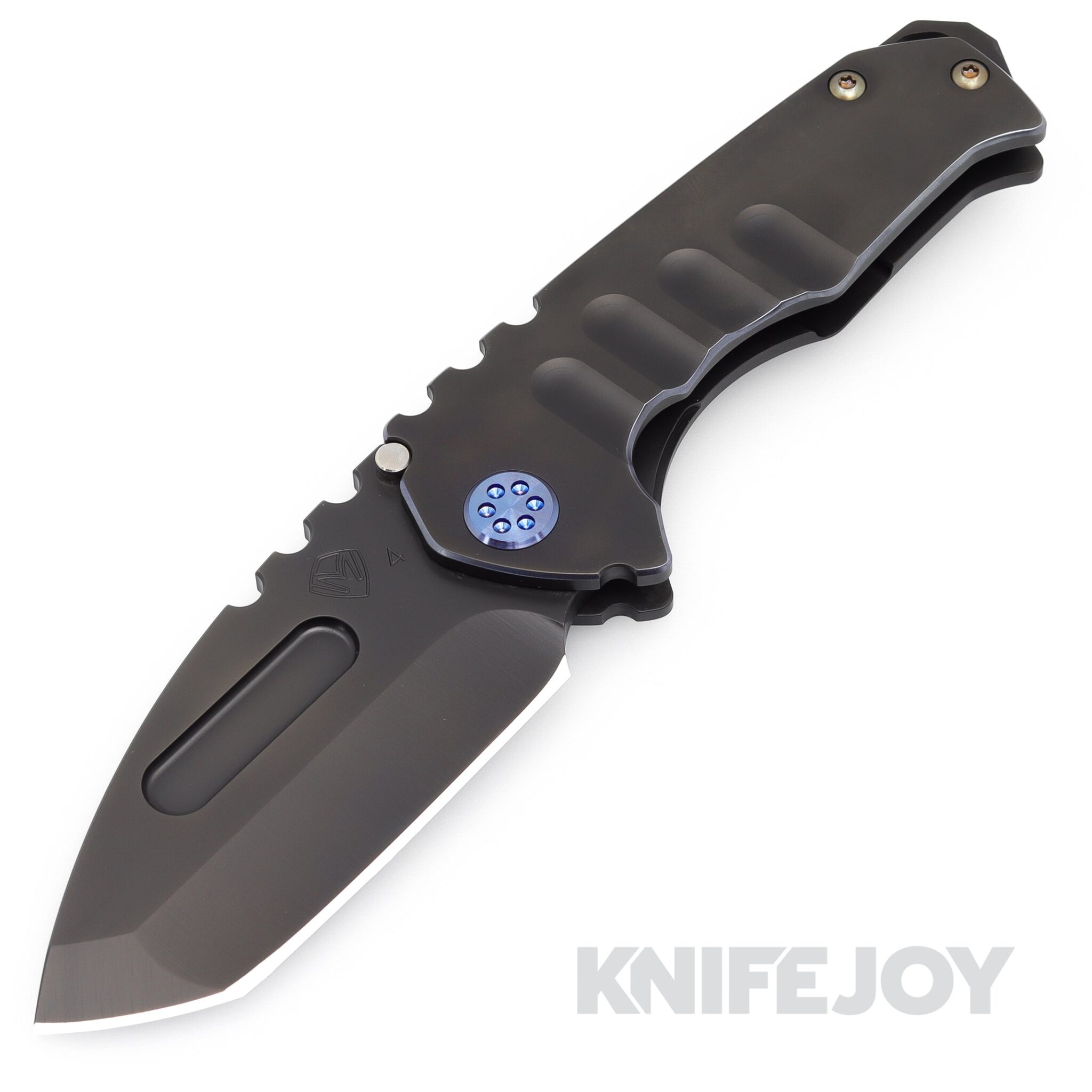 Medford Knives Praetorian Genesis "T" S45VN PVD Tanto Blade with PVD Handles with Blue Pinstriping/ Blue Hardware and Clip
