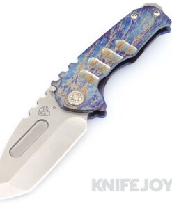Medford Knives Praetorian Genesis "T" S45VN Tumbled Tanto Blade with Faced Flamed Acid Etch Handles/ Blue Spring/ Standard Hardware/ Flamed Acid Etch Clip