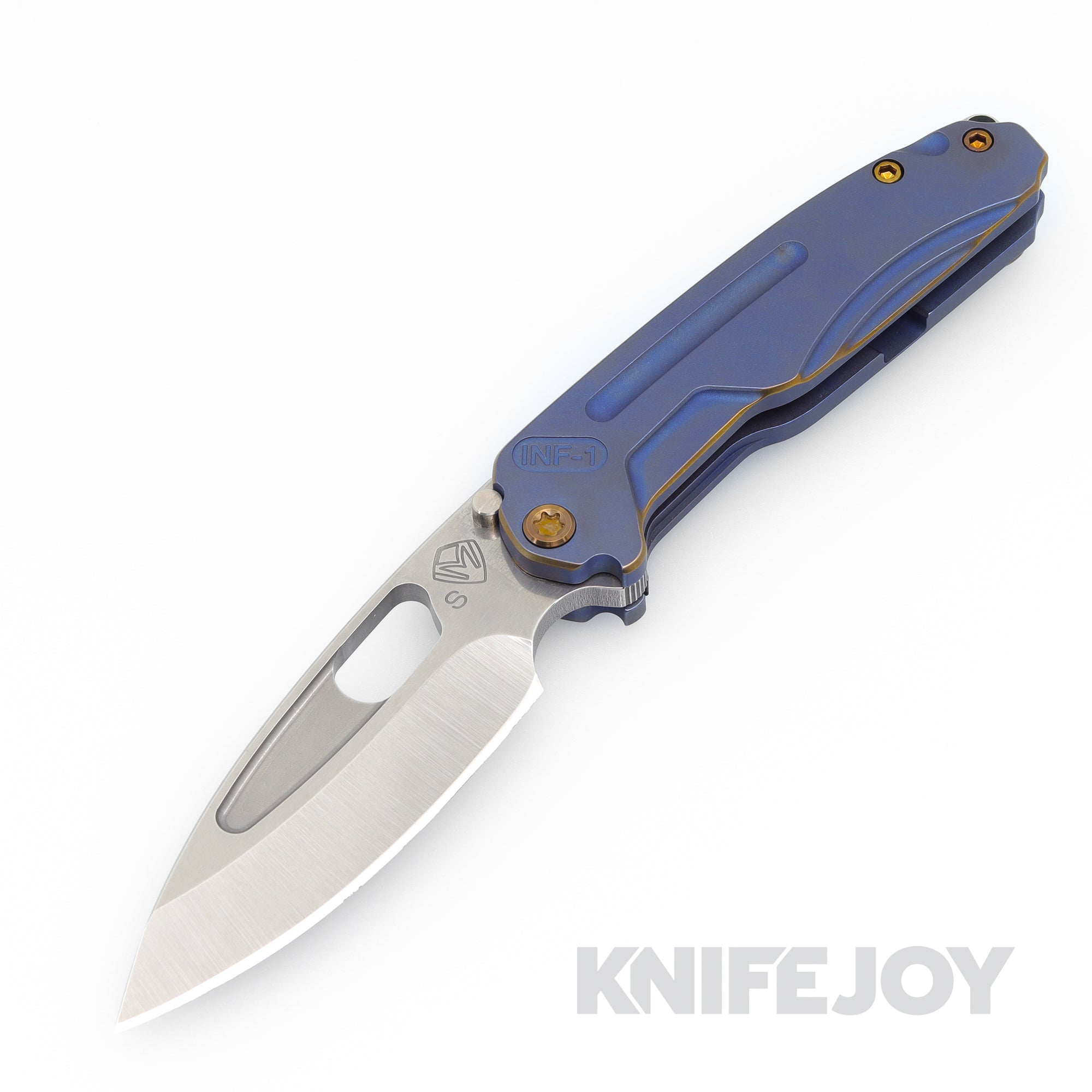 Medford Knives Infraction S35VN Tumbled Blade with Blue with Bronze Pinstriping Handles/ Bronze Hardware and Clip