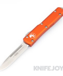 MICROTECH 121-10OR Ultratech OTF Auto Single Edge Stonewash Drop Point Standard Blade with Orange Aluminum Handles
