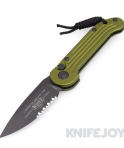 MICROTECH 135-2OD Auto L.U.D.T. Black Partially Serrated Blade with OD Green Aluminum Handles