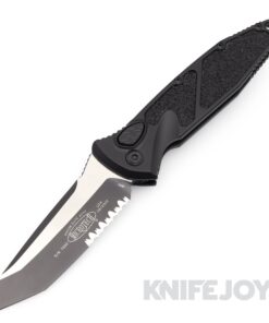 MICROTECH 161A-2T SOCOM Elite Auto Tanto Tactical Partially Serrated Blade with Black Aluminum Handles