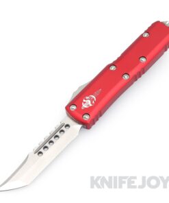 MICROTECH 719-10RDS UTX-85 Hellhound OTF Auto Signature Series Single Edge Stonewash Standard Blade with Red Aluminum Handles