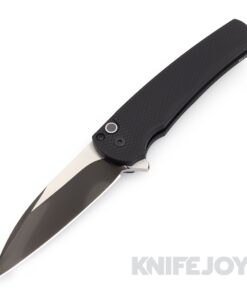 Pro-tech Knives PT2022-Malibu.02 Nashville Custom Knife Show Malibu Flipper 2-Tone Irie DLC Mirror/ Satin Blade Blade with Textured Black Handles/ MOP Button