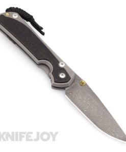 Chris Reeve Knives Large Sebenza 31 LEFT HAND Drop Point Boomerang Damascus Blade Double GOLD Lugs with Bog Oak Inlay Handles