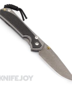 Chris Reeve Knives Large Sebenza 31 LH Raindrop Damascus Drop Point Double Gold Lug Blade with Bog Oak Inlay Matte Handles