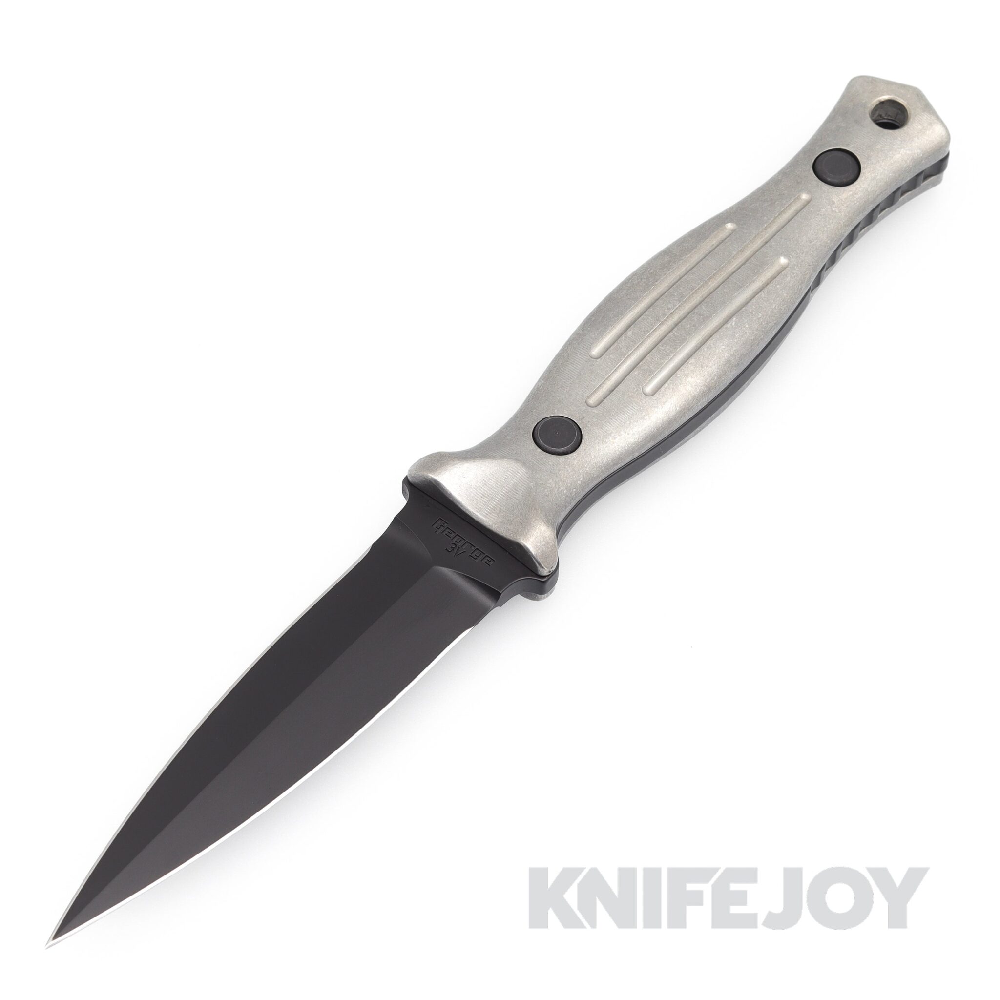 Les George Knives Galvo Dagger 3V Titanium Fuller and Black Cerakote Blade