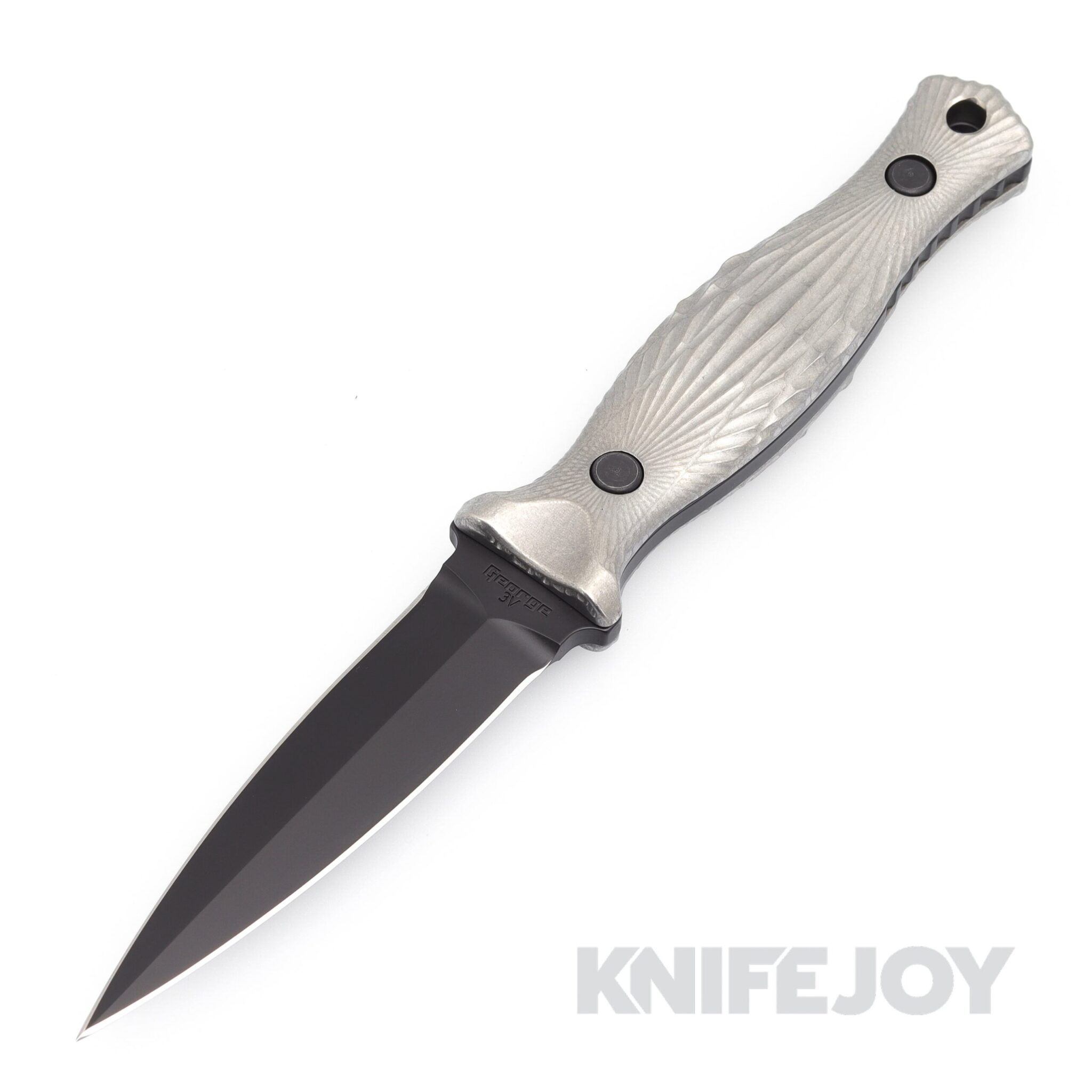 Les George Knives Galvo Dagger 3V Titanium Tephra and Black Cerakote Blade