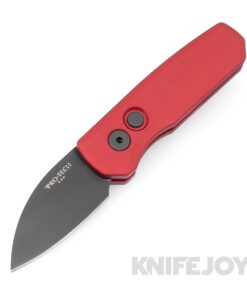 Pro-tech Knives PTR5303-RED Auto Runt 5 Black DLC Magnacut Wharncliffe Blade with Smooth Red Aluminum Handles