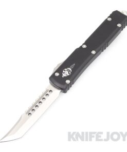 MICROTECH 119-10S Ultratech Hellhound OTF Auto Signature Series Stonewash Standard Blade with Black Aluminum Handles