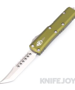 MICROTECH 719-10ODS UTX-85 Hellhound OTF Auto Signature Series Single Edge Stonewash Standard Blade with OD Green Aluminum Handles