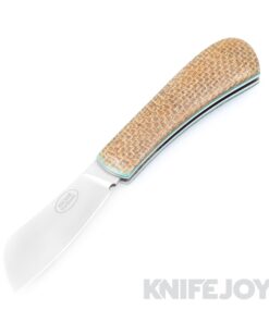 Tinus Stone STONE148 Small Cleaver SlipJoint with Natural Burlap Scales/ Green Liners