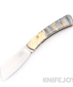 Tinus Stone STONE150 Cleaver Slipjoint with Blue Dyed Maple Scales/ Orange Liners
