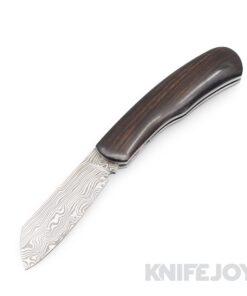 Tinus Stone STONE152 Gunstock Slipjoint Damasteel Blade with African Blackwood Scales/ Black Liners