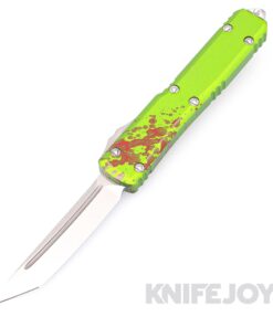 MICROTECH 123-10Z Ultratech OTF Auto Tanto Edge Stonewash Standard Blade with Zombie Green Aluminum Handles
