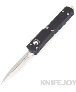 MICROTECH 147-10 UTX-70 OTF Auto Double Edge Stonewash Blade with Black Aluminum Handles