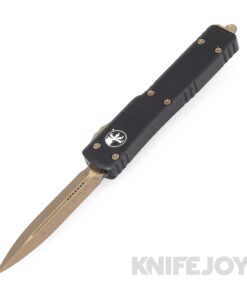 MICROTECH 147-13AP UTX-70 OTF Auto Double Edge Bronze Apocalyptic Blade with Black Aluminum Handles