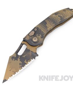MICROTECH 169-3CCS Stitch Auto Signature Series Folding Knife Serrated Blade with Coyote Camo Aluminum Handles
