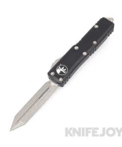 MICROTECH 230-10AP UTX-85 Spartan OTF Auto Stonewash Apocolyptic Standard Blade with Black Aluminum Handles