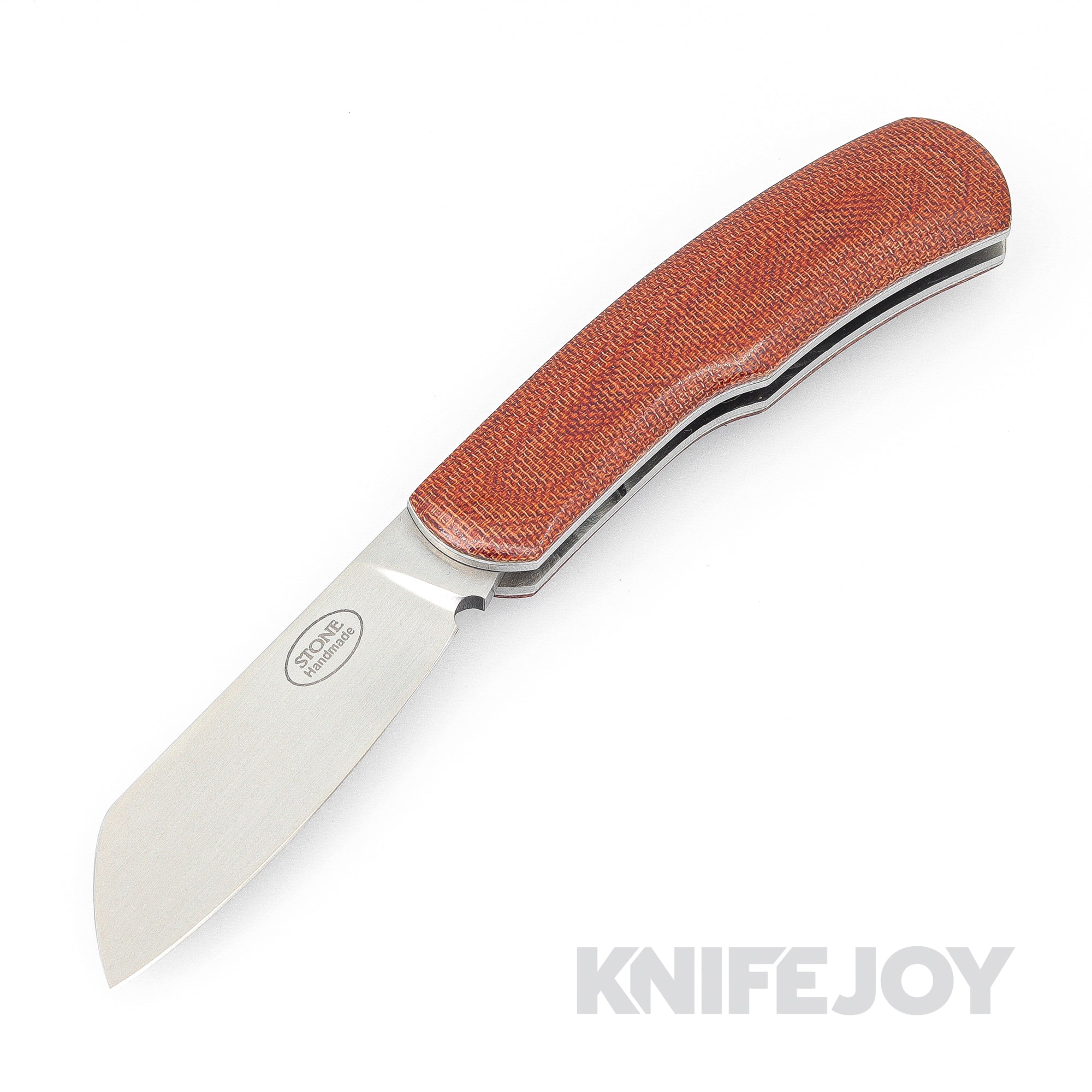Tinus Stone STONE157 Gunstock Slipjoint with Blood Orange Micarta Scales/ White Liners