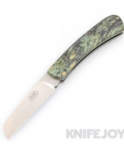 Tinus Stone STONE160 Modified Sheepsfoot Slipjoint with Green Dyed Maple Scales/ Neon Green Liners