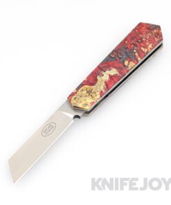 Tinus Stone STONE162 Cyber Barlow Slipjoint with Red Dyed Maple Scales/ White Liners