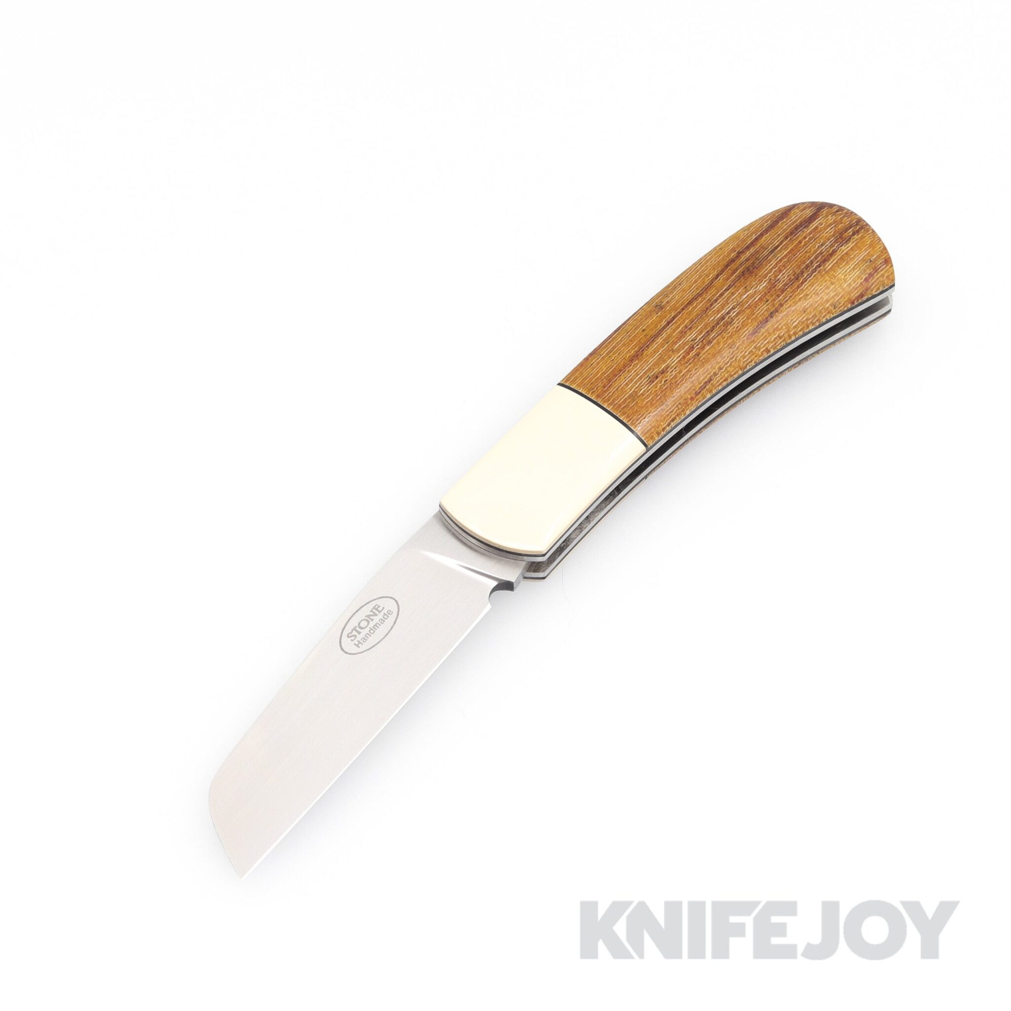 Tinus Stone STONE166 Small Modified Sheepsfoot Slipjoint with Vintage Micarta/ Ivory Micarta Bolster Scales/ Black Liners