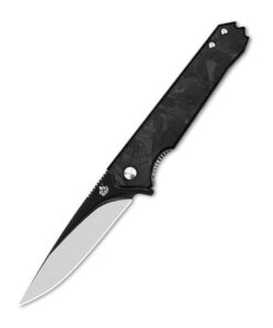 QSP Mamba QS111A2 Liner Lock Knife Black Satin Finish Blade with Shredded Carbon Fiber Handle