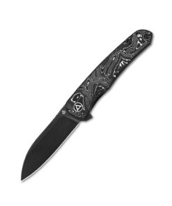 QSP Otter QS140A2 Liner Lock Knife Black Ti Coated Blade with Aluminum Foil Carbon Fiber Handles