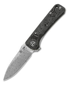QSP Hawk QS131Q Liner Lock Knife Laminated Damascus Blade with Aluminum Foil Carbon Fiber Handles