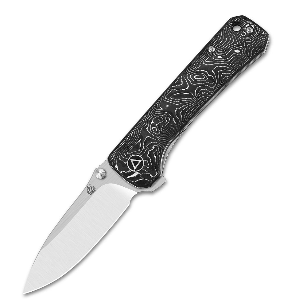 QSP Hawk QS131R Liner Lock Knife Two Tone Satin Finish Blade with Aluminum Foil Carbon Fiber Handles