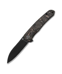 QSP Otter QS140B2 Liner Lock Knife Black Ti Coated Blade with Copper Foil Carbon Fiber Handles