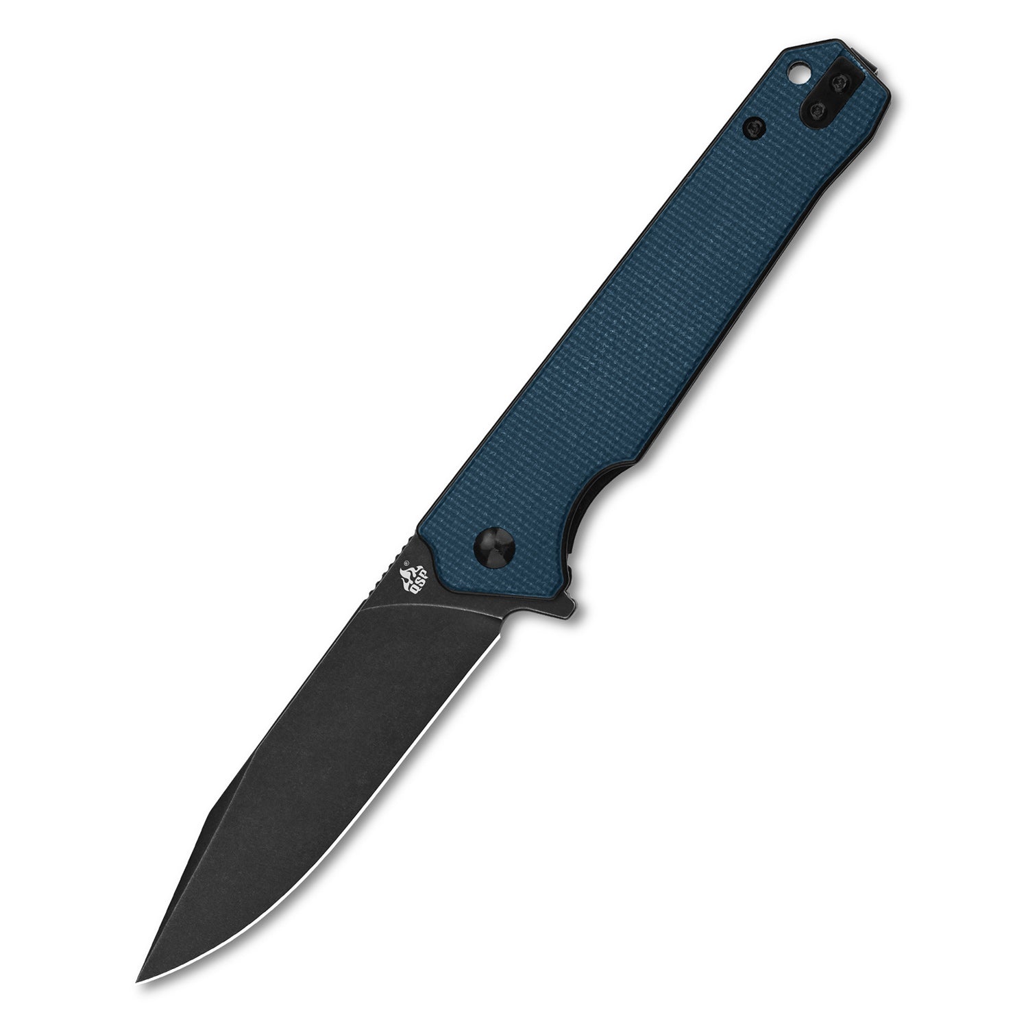 QSP Mamba V2 QS111H2 Liner Lock Knife Black Stonewash Blade with Blue Micarta Handles