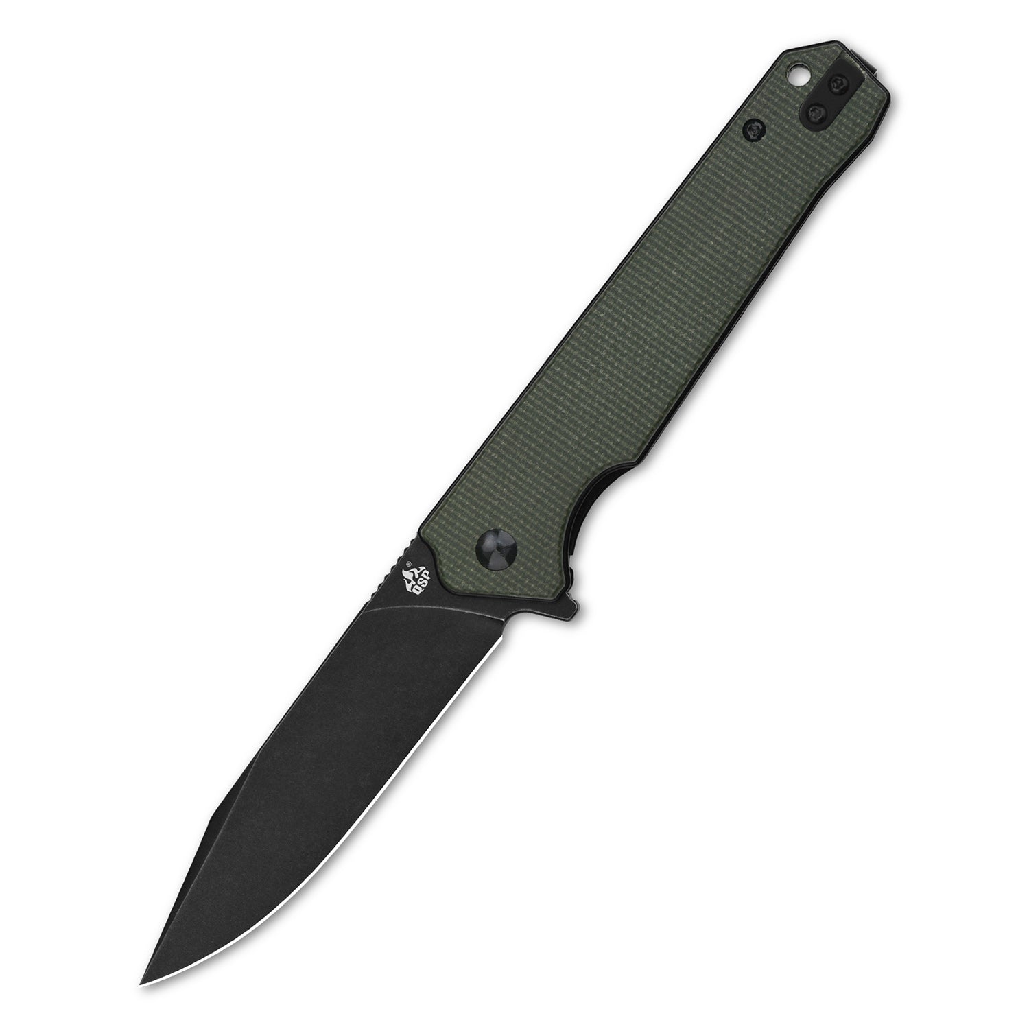 QSP Mamba V2 QS111I2Liner Lock Knife Black Stonewash Blade with Green Micarta Handles