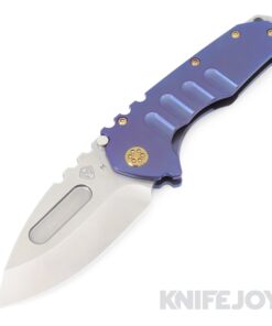 Medford Knives Praetorian "T" Magnacut Tumbled Drop Point Blade with Blue Anodized Handles/ Bronze Hardware and Clip