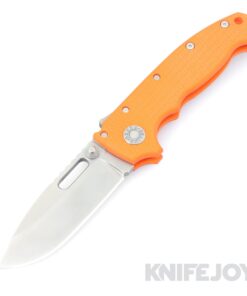 Demko Knives AD20I Shark Lock M390 Drop Point Blade with Orange G10 Handles- International (Hole in Blade)