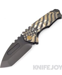 Medford Knives Praetorian Genesis "T" S45VN PVD Tanto Blade with Gold American Flag Handles/ Bronze Hardware and Clip