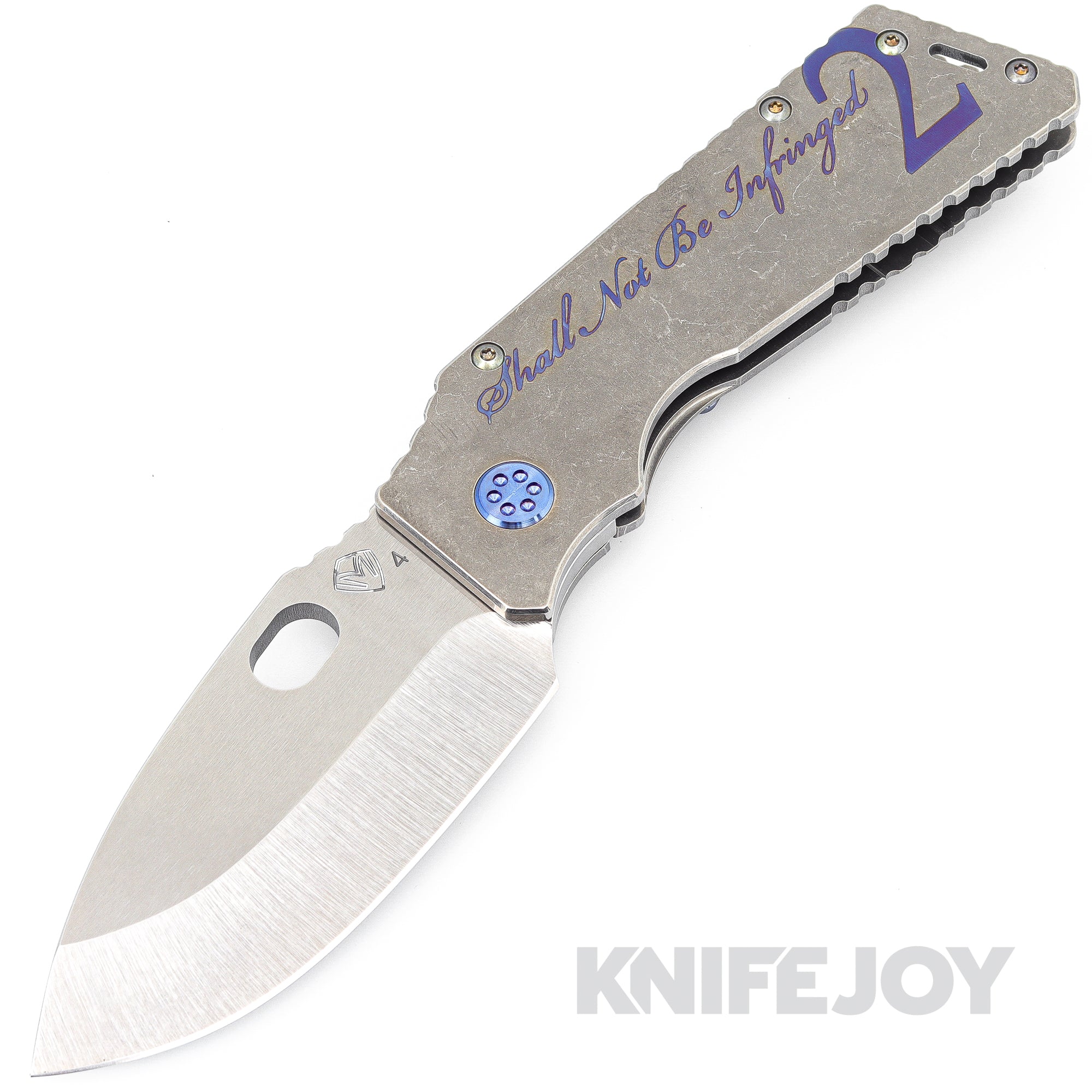 Medford Knives TFF-1 S45VN Tumbled Blade with Tumbled 2nd Amendment Handle/ Tumbled Spring/ Blue Hardware and Clip