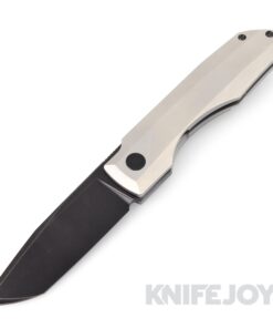 Vero Engineering Impulse Blackwash Tanto Blade Frame Lock Flipper with Stonewash Titanium Handles