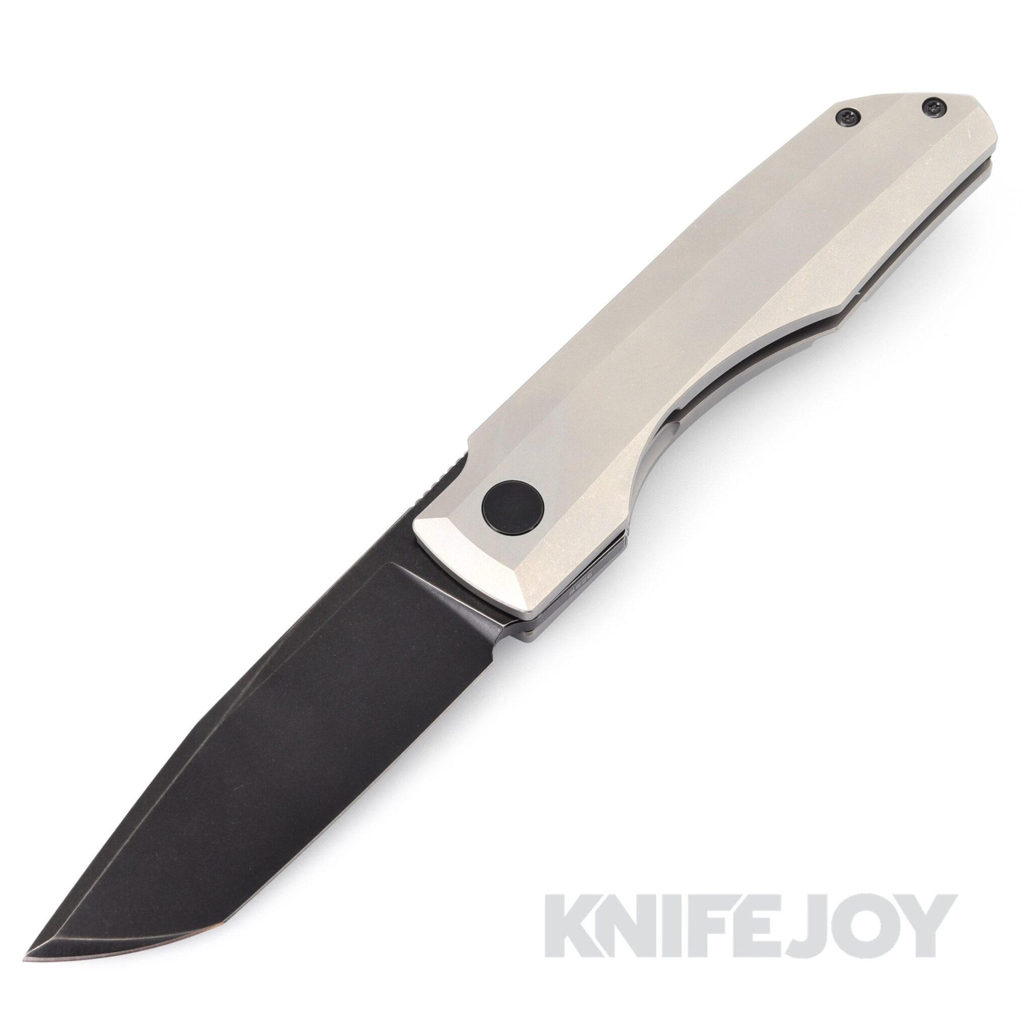 Vero Engineering Impulse Blackwash Tanto Blade Frame Lock Flipper with Stonewash Titanium Handles
