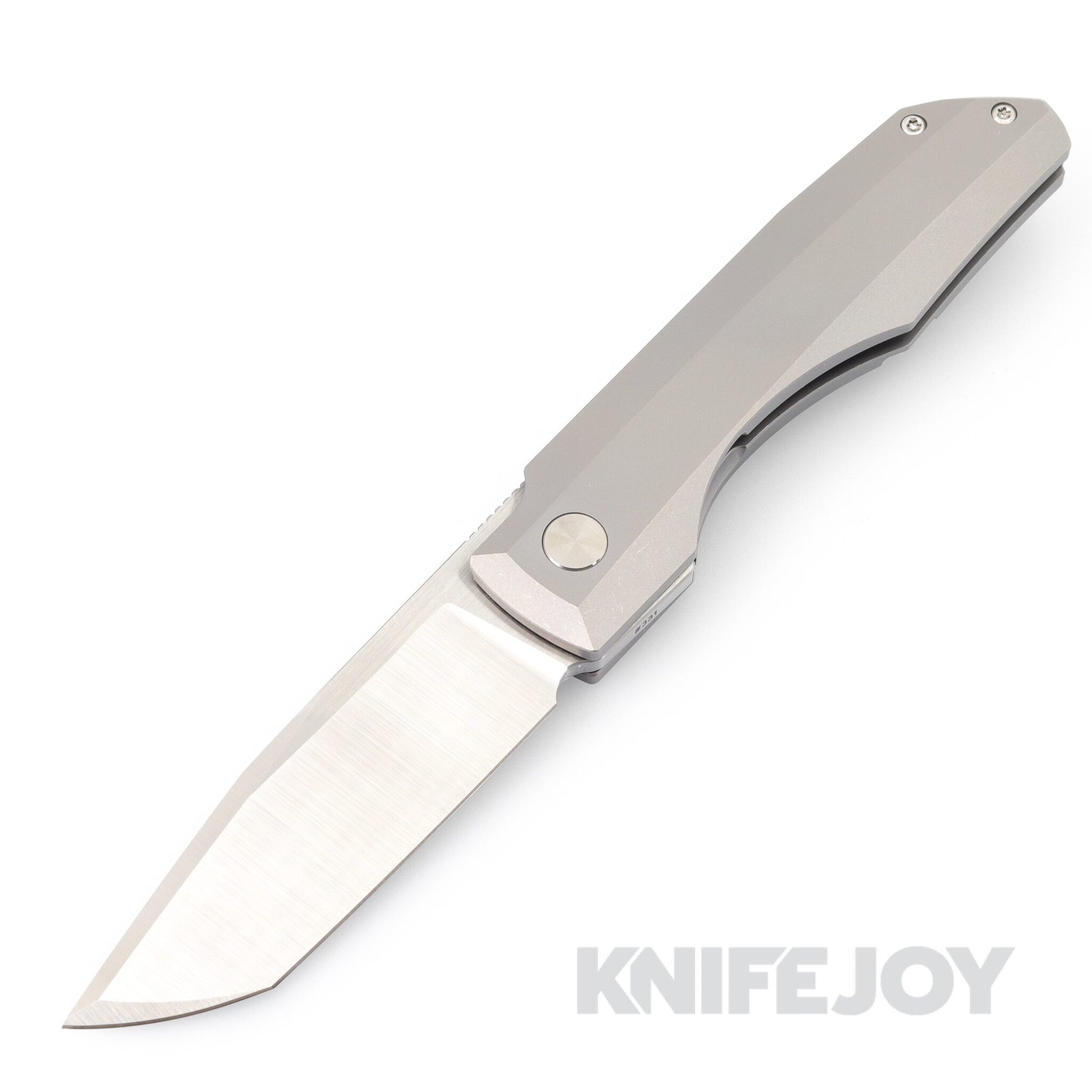 Vero Engineering Impulse Belt Satin Tanto Blade Frame Lock Flipper with Stonewash Titanium Handles