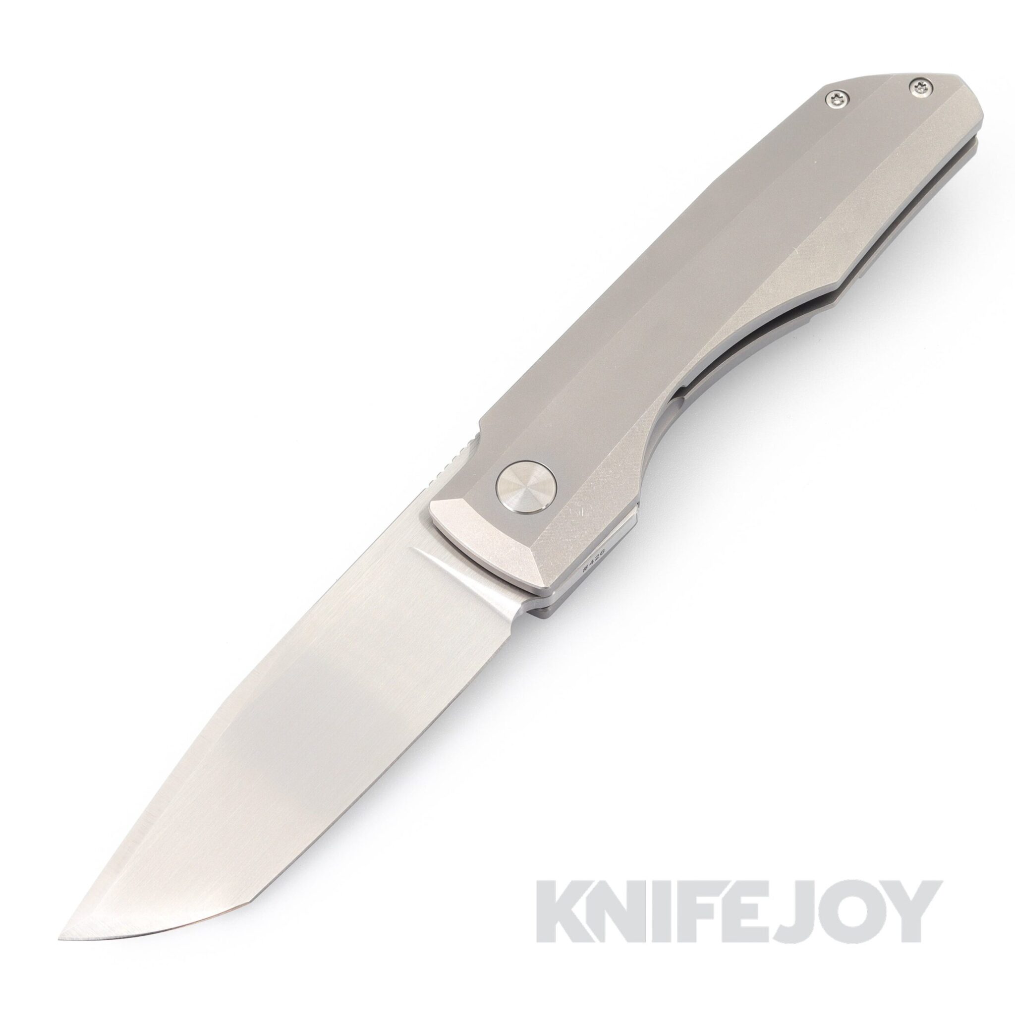 Vero Engineering Impulse Hand Rubbed Satin Tanto Blade Frame Lock Flipper with Stonewash Titanium Handles