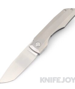 Vero Engineering Impulse Mini Hand Rubbed Satin Tanto Blade Frame Lock Flipper with Stonewash Titanium Handles