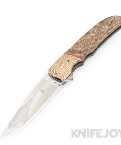 Jason Clark Custom Knives Model #1 Liner Lock XHP Core Blade with Asian Satin Burl Scales/ Mokwave Bolster/ Anodized Titanium Liner