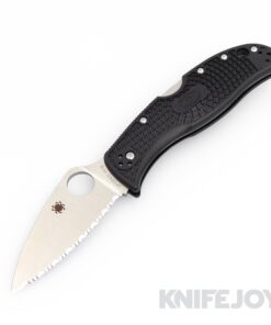 Spyderco C262SBK LeafJumper Folding Knife SpyderEdge Satin VG-10 Leaf Shaped Blade with Black FRN Handles