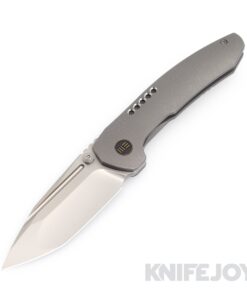 We Knife - 22002-1 Trogon Thumb Stud Silver Bead Blasted Blade with Gray Titanium Handles