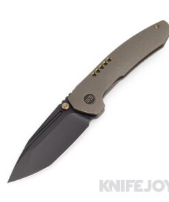 We Knife - 22002-2 Trogon Thumb Stud Black Stonewashed Blade with Bronze Titanium Handles